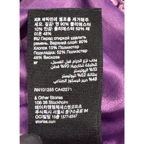 Los Ángeles Atelier & Other Stories Belted Tweed Mini Skirt Size 2 Purple Pink - Picture 10 of 13